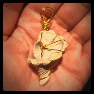 BOHO wire-wrapped shell pendant